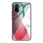 For Xiaomi Redmi Note 10 4G Marble Tempered Glass Back Cover TPU Border Case(HCBL-12) - 1