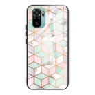 For Xiaomi Redmi Note 10 4G Marble Tempered Glass Back Cover TPU Border Case(HCBL-15) - 1