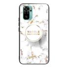 For Xiaomi Redmi Note 10 4G Marble Tempered Glass Back Cover TPU Border Case(HCBL-16) - 1