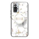 For Xiaomi Redmi Note 10 Pro / 10 Pro Max Marble Tempered Glass Back Cover TPU Border Case(HCBL-16) - 1