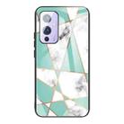 For OnePlus 9 Marble Tempered Glass Back Cover TPU Border Case(HCBL-7) - 1