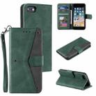 For iPhone SE 2022 / SE 2020 / 8 / 7 Stitching Calf Texture Horizontal Flip Leather Case with Holder & Card Slots & Wallet(Green) - 1