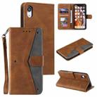 For iPhone X / XS Stitching Calf Texture Horizontal Flip Leather Case with Holder & Card Slots & Wallet(Brown) - 1