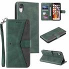 For iPhone X / XS Stitching Calf Texture Horizontal Flip Leather Case with Holder & Card Slots & Wallet(Green) - 1