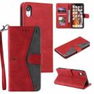 For iPhone X / XS Stitching Calf Texture Horizontal Flip Leather Case with Holder & Card Slots & Wallet(Red) - 1