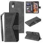 For iPhone X / XS Stitching Calf Texture Horizontal Flip Leather Case with Holder & Card Slots & Wallet(Grey) - 1