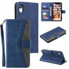 For iPhone XS Max Stitching Calf Texture Horizontal Flip Leather Case with Holder & Card Slots & Wallet(Dark Blue) - 1