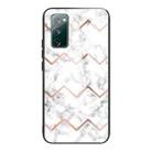 For Samsung Galaxy S20 FE Marble Tempered Glass Back Cover TPU Border Case(HCBL-9) - 1