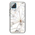 For Samsung Galaxy A12 5G Marble Tempered Glass Back Cover TPU Border Case(HCBL-13) - 1