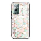 For Samsung Galaxy A32 4G Marble Tempered Glass Back Cover TPU Border Case(HCBL-15) - 1