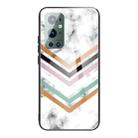 For Samsung Galaxy A52 5G / 4G Marble Tempered Glass Back Cover TPU Border Case(HCBL-2) - 1