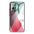 For Samsung Galaxy A52 5G / 4G Marble Tempered Glass Back Cover TPU Border Case(HCBL-12) - 1