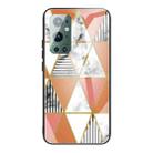 For Samsung Galaxy A72 5G / 4G Marble Tempered Glass Back Cover TPU Border Case(HCBL-4) - 1