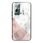 For Samsung Galaxy A72 5G / 4G Marble Tempered Glass Back Cover TPU Border Case(HCBL-6) - 1