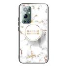 For Samsung Galaxy A72 5G / 4G Marble Tempered Glass Back Cover TPU Border Case(HCBL-16) - 1