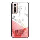 For Samsung Galaxy S21 5G Marble Tempered Glass Back Cover TPU Border Case(HCBL-24) - 1