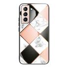 For Samsung Galaxy S21+ 5G Marble Tempered Glass Back Cover TPU Border Case(HCBL-10) - 1