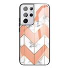 For Samsung Galaxy S21 Ultra 5G Marble Tempered Glass Back Cover TPU Border Case(HCBL-5) - 1