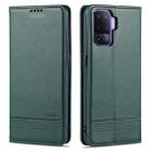 For OPPO A94 / F19 Pro / Reno5 Lite AZNS Magnetic Calf Texture Horizontal Flip Leather Case with Card Slots & Holder & Wallet(Dark Green) - 1