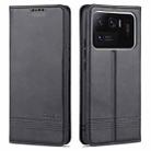 For Xiaomi Mi 11 Ultra AZNS Magnetic Calf Texture Horizontal Flip Leather Case with Card Slots & Holder & Wallet(Black) - 1