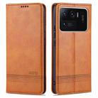 For Xiaomi Mi 11 Ultra AZNS Magnetic Calf Texture Horizontal Flip Leather Case with Card Slots & Holder & Wallet(Light Brown) - 1