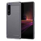 For Sony Xperia 1 III Brushed Texture Carbon Fiber TPU Case (Grey) - 1