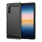 For Sony Xperia 10 III Brushed Texture Carbon Fiber TPU Case(Black) - 1