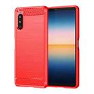 For Sony Xperia 10 III Brushed Texture Carbon Fiber TPU Case(Red) - 1