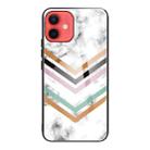 For iPhone 12 mini Marble Tempered Glass Back Cover TPU Border Case (HCBL-2) - 1