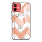 For iPhone 12 mini Marble Tempered Glass Back Cover TPU Border Case (HCBL-5) - 1