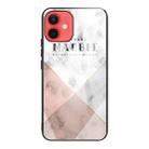 For iPhone 12 mini Marble Tempered Glass Back Cover TPU Border Case (HCBL-6) - 1