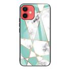 For iPhone 12 mini Marble Tempered Glass Back Cover TPU Border Case (HCBL-7) - 1