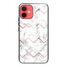 For iPhone 12 mini Marble Tempered Glass Back Cover TPU Border Case (HCBL-9) - 1
