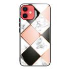 For iPhone 12 mini Marble Tempered Glass Back Cover TPU Border Case (HCBL-10) - 1