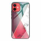 For iPhone 12 mini Marble Tempered Glass Back Cover TPU Border Case (HCBL-12) - 1