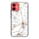 For iPhone 12 mini Marble Tempered Glass Back Cover TPU Border Case (HCBL-13) - 1