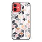 For iPhone 12 mini Marble Tempered Glass Back Cover TPU Border Case (HCBL-14) - 1