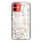 For iPhone 12 mini Marble Tempered Glass Back Cover TPU Border Case (HCBL-15) - 1