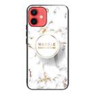 For iPhone 12 mini Marble Tempered Glass Back Cover TPU Border Case (HCBL-16) - 1