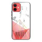 For iPhone 12 mini Marble Tempered Glass Back Cover TPU Border Case (HCBL-24) - 1