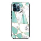 For iPhone 12 / 12 Pro Marble Tempered Glass Back Cover TPU Border Case(HCBL-7) - 1