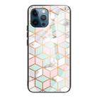 For iPhone 12 / 12 Pro Marble Tempered Glass Back Cover TPU Border Case(HCBL-15) - 1