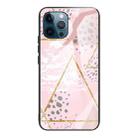For iPhone 12 / 12 Pro Marble Tempered Glass Back Cover TPU Border Case(HCBL-21) - 1