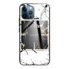 For iPhone 12 / 12 Pro Marble Tempered Glass Back Cover TPU Border Case(HCBL-22) - 1