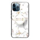 For iPhone 12 Pro Max Marble Tempered Glass Back Cover TPU Border Case(HCBL-16) - 1