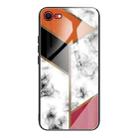 For iPhone SE 2022 / SE 2020 Marble Tempered Glass Back Cover TPU Border Case(HCBL-1) - 1