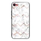 For iPhone SE 2022 / SE 2020 Marble Tempered Glass Back Cover TPU Border Case(HCBL-9) - 1