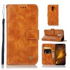 For Xiaomi Pocophone F1 Retro Copper Button Crazy Horse Horizontal Flip PU Leather Case with Holder & Card Slots & Wallet & Lanyard(Gold Yellow) - 1
