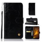 For Xiaomi Pocophone F1 Retro Copper Button Crazy Horse Horizontal Flip PU Leather Case with Holder & Card Slots & Wallet & Lanyard(Black) - 1