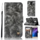 For Xiaomi Redmi 4 Retro Copper Button Crazy Horse Horizontal Flip PU Leather Case with Holder & Card Slots & Wallet & Lanyard(Gray) - 1